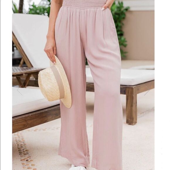 Pink Lily Mauve Smocked Waist Pants - Picture 6 of 8